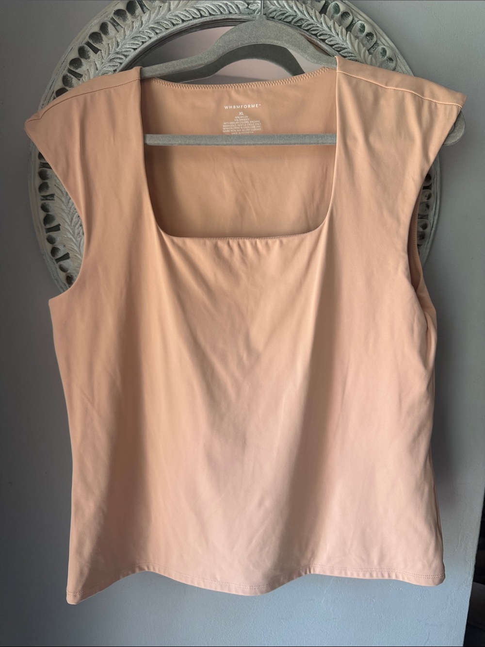 White House Black Market Blush Peach Square-Neck Tank